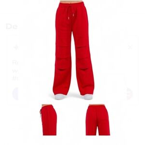 American Bazi Red Wide-Leg Sweatpants